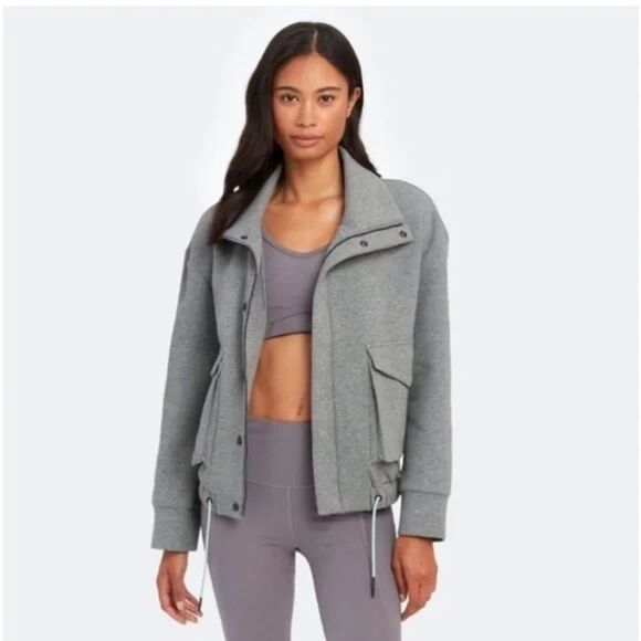 Varley Jackets & Blazers - Varley Heathered Cloud Earl Boxy Moto Comfy Sweatshirt Bomber Jacket Size Medium